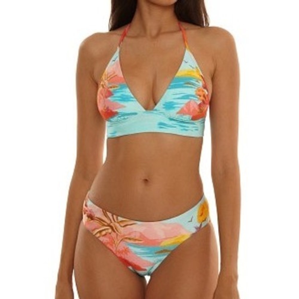 Trina Turk Cyclades Reversible Banded Bikini Top and Hipster Swim Bottom Size 14